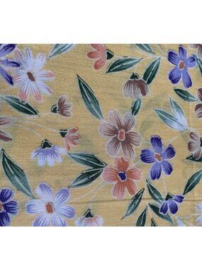 Floral Pattern Yellow Cotton Fabric 1/2 yard x 44" Quilting Sewing